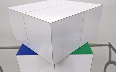 GEORGE D'AMATO Op Art Laminate Cube Sculpture. D'AMAT