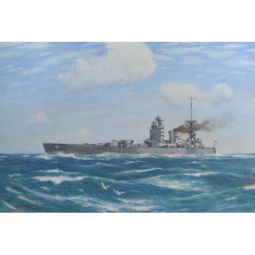 George Fagan Bradshaw HMS Nelson watercolour, signed, 33 x 5...