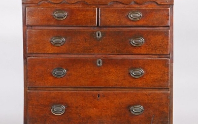 George II oak chest of drawers, East Anglia, circa 1750, the boarded top with moulded edge and