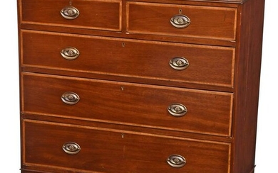 George III Style Mahogany Five Drawer Chest