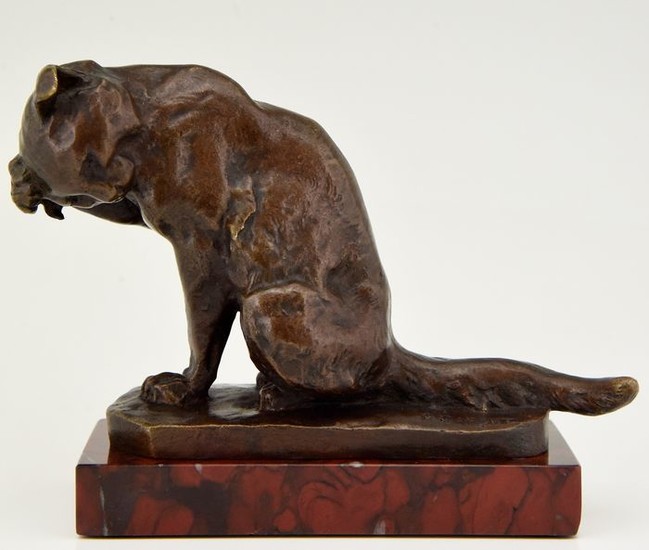 Georges Gardet - Siot Paris - Antique bronze sculpture sitting cat
