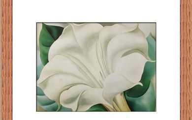 Georgia OKeeffe White Trumpet Flower Custom Framed Print