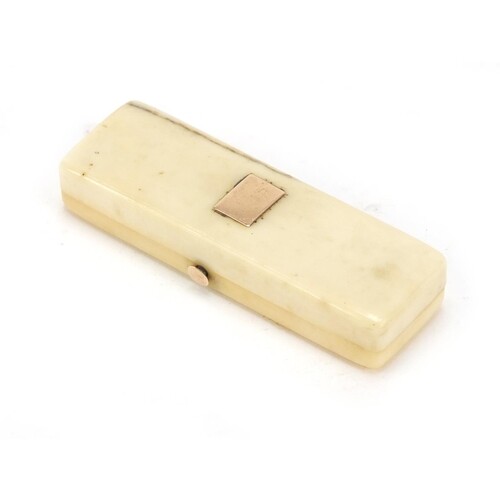 Georgian ivory toothpick case with gold mounts, 5.7cm wide