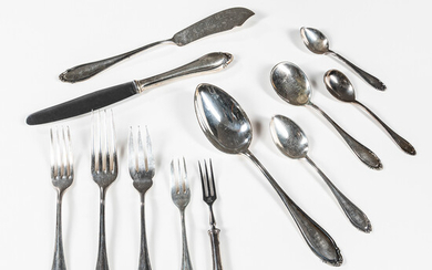 German .800 Silver Flatware Service with Serving Pieces
