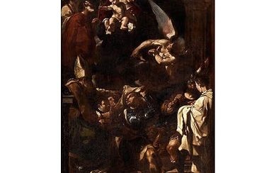 Giovanni Francesco Barbieri, genannt „Il Guercino“, 1591 Cento – 1666 Bologna, und Werkstatt, AUFNAHME WILHELMS VON AQUITANIEN IN DAS KLOSTER