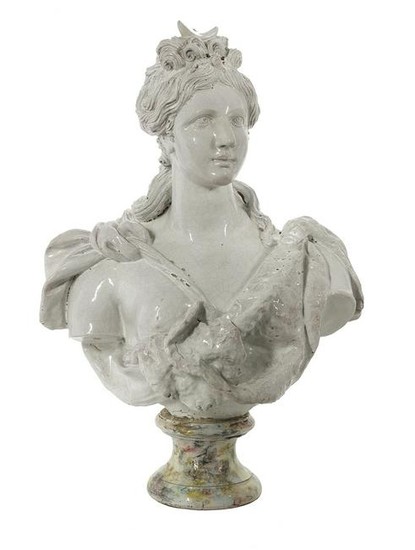 Glazed Terracotta Bust of "Diana"