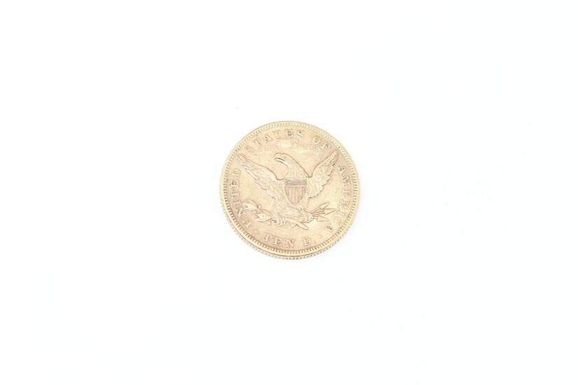 Gold 10-dollar Liberty coin (1880).