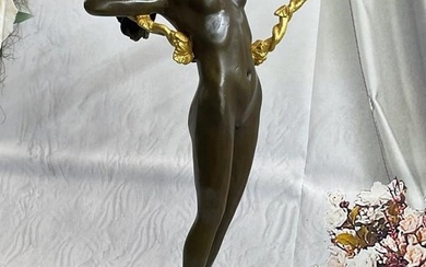 Graceful Woman Entwined In Golden Vine Bronze Sculpture - 16" x 9"
