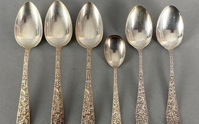Group of 6 Stieff and S. Kirk and Son Sterling Silver Serving Spoons and More