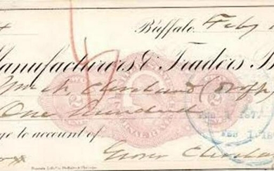 Grover Cleveland Scarce Signed Check, Paid to His Older