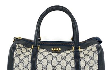 Gucci - Navy GG Supreme Boston Handbag