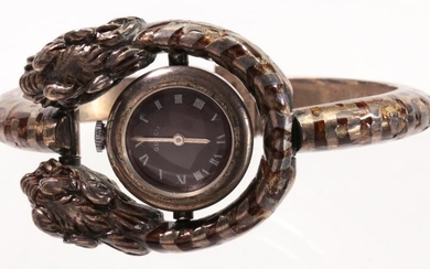 Gucci enamel, silver tiger wristwatch