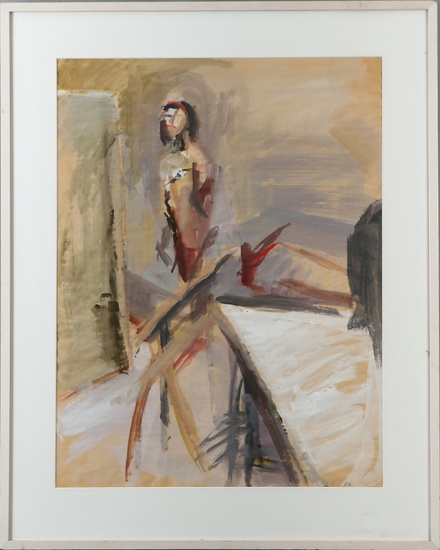 HELENA SELLERGREN. Mixed media, nude, signed and dated 86.