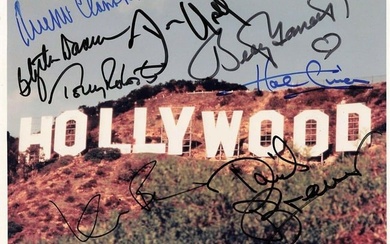 HOLLYWOOD STARS 8x10-signed by 8 (Dennis Quaid/Kevin Bacon/Hal Linden) JSA