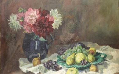 HUEBER Luc (1888-1974) - HST SBG "Still life with fruits"...