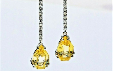 Handmade - 18 kt. White gold - Earrings - 11.50 ct Sapphires - Diamonds