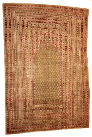 Handmade antique Turkish Ghurdes prayer rug 4.10' x