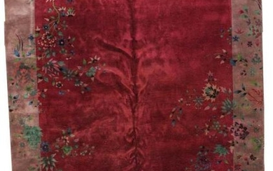 Handmade antique art deco Chinese rug 8.10' x 11.6' (