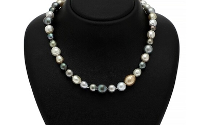 NOT SOLD. Hartmann's: A pearl necklace set with numerous cultured Tahiti and South Sea pearls...