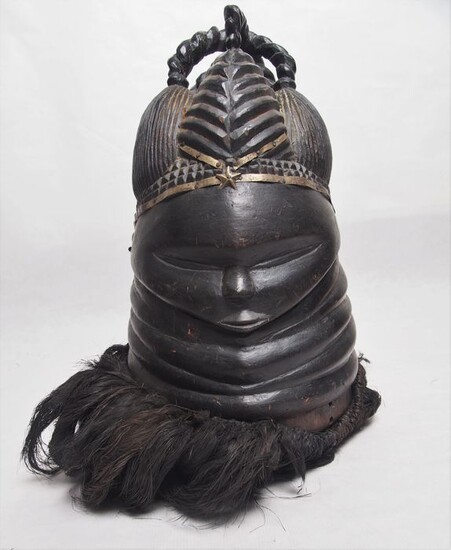 Helmet mask - Raphia, Wood - Mende - Sierra Leone - 35 cm