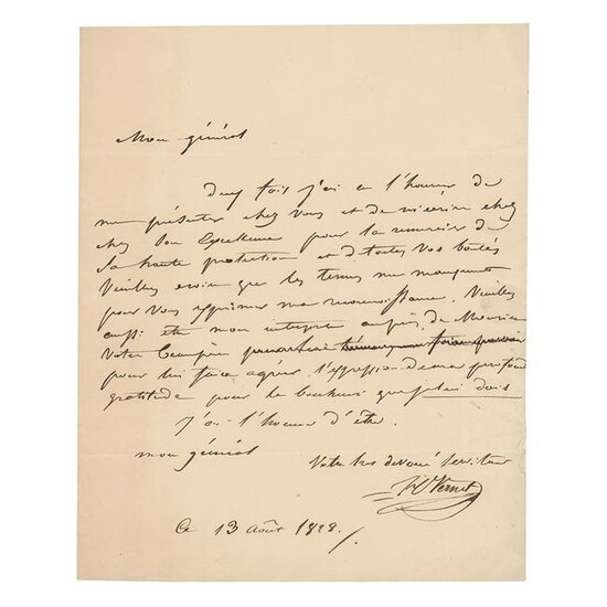 Horace Vernet Autograph Letter Signed