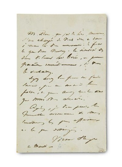 Hugo, Victor "Eigenhänder Brief mit Unterschrift