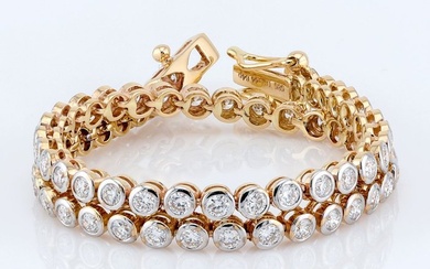 [IGI Certified] - (Diamond) 1.44 Cts (64) Pcs - 14 kt. Bicolour - Bracelet