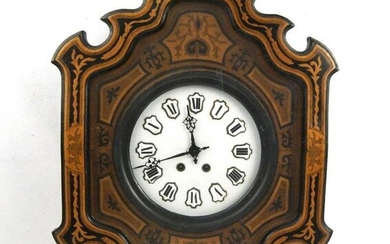 Inlaid French wall clock w key