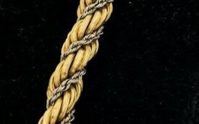 Italian 18K Two-Tone Gold Rope Chain Bracelet