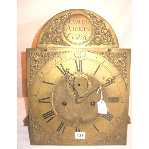 'J Aickin Cork' longcase clock face with seconds dial and da...