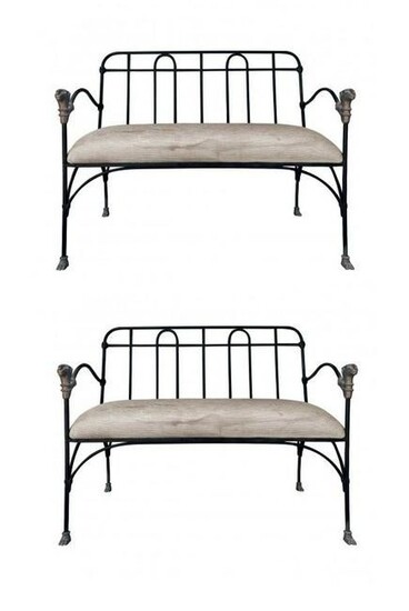 J-Art Iron Co Settees With Lion Heads