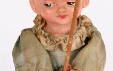 JAPAN CELLULOID WINDUP GIRL WITH BROOM