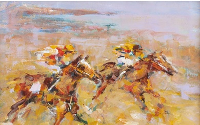 JIM KINCH, Horse race, Olio su tela