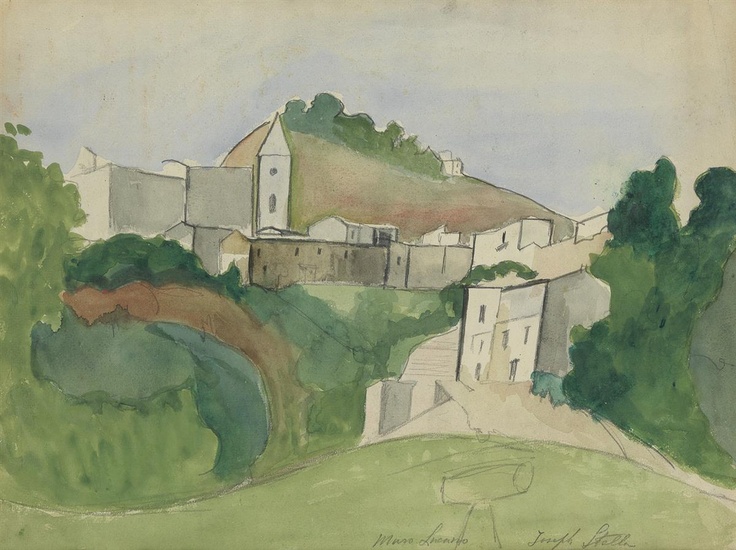 JOSEPH STELLA View of Muro Lucano, Italy. Watercolor and pencil on paper, circa...