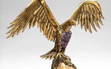 Jacques DUVAL BRASSEUR (1934 - 2021) Aigle aux ailes déployées importante sculptur...