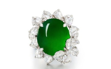 Jadeite and Diamond Ring | 天然翡翠 配 鑽石 戒指, Jadeite and Diamond Ring | 天然翡翠 配 鑽石 戒指