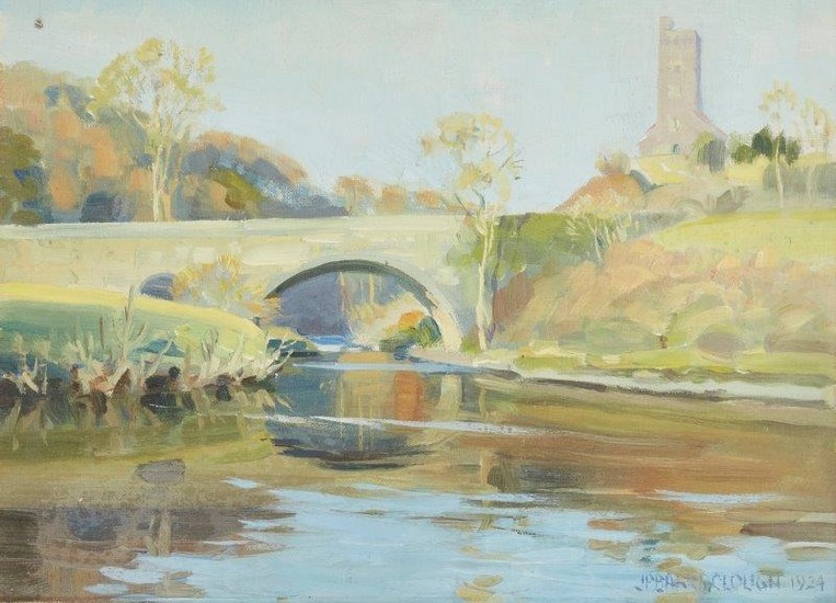 James P. Barraclough, British 1891-1942- River landscape...