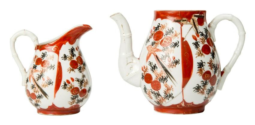 Japanese 19th century teapot and milk jug.