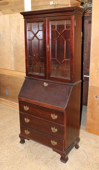 Jasper mahogany secretary desk with bookcase top