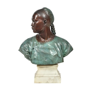 Jean-Baptiste Carpeaux, (French 1827 – 1875), Le Chinois No.2, a patinated bronze bust of a Chinese man