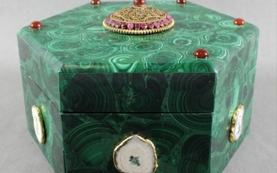Jewelled Russian Malachite Box