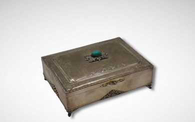 Jewellery box - .800 silver, Turquoise - Italy - Early 20th century