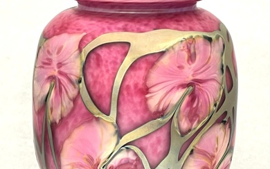 John Lotton cranberry glass vase