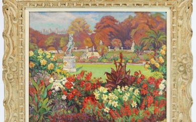 Joseph Margulies (NY 1896-1984) "Luxembourg Garden" Impressionist oil painting