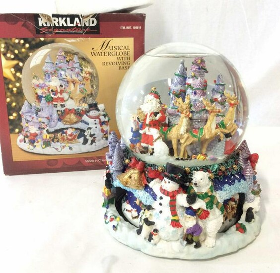 KIRKLAND Christmas Musical Snow Globe W Box