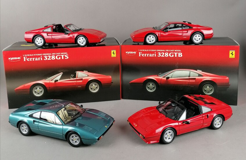 KYOSHO - QUATRE Ferrari échelle 1/18 : 1x 328 GTS 1x 328 GTB 1x 308...