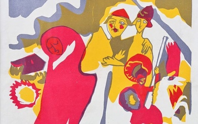 Kandinsky, Wassily (1866 Moscou - 1944 Neuilly-sur-Seine) ''Tous les Saints''. Lithographie en couleur, 1911(13) pour...