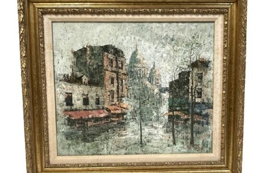 L. COSSIER WAILES FRENCH CITYSCAPE PAINTING 29"