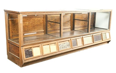 LARGE GRAIN AND SEED DISPLAY CASE.