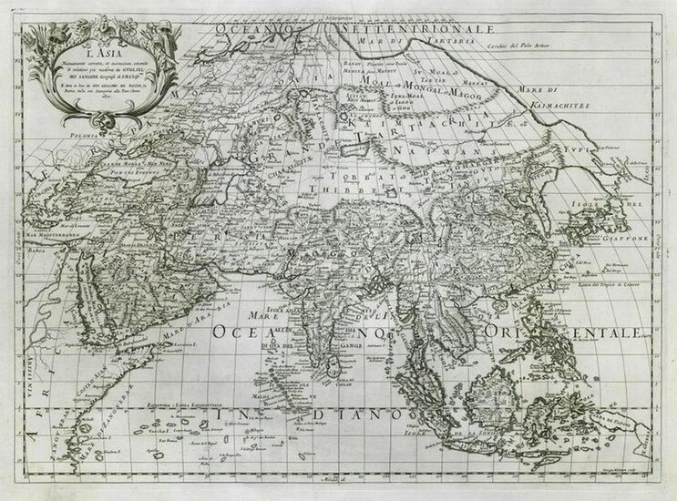 L'Asia. China. Mughal Empire. DE ROSSI / SANSON 1677